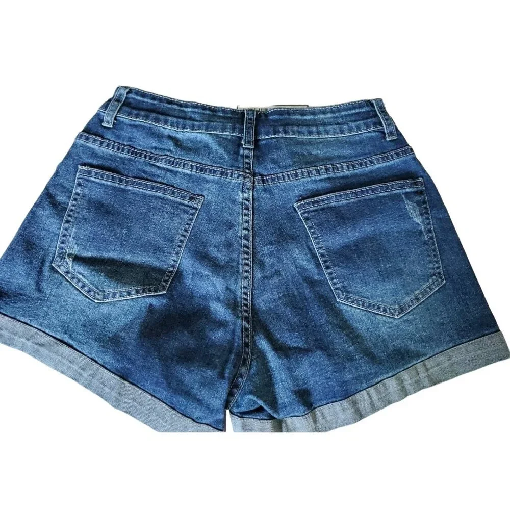 Shorts Sm Distressed Cuffed Ripped jean Denim Shorts Mid Rise Summer Classic